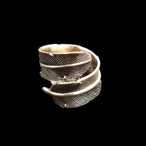 Round Feather 925 sterling silver ring