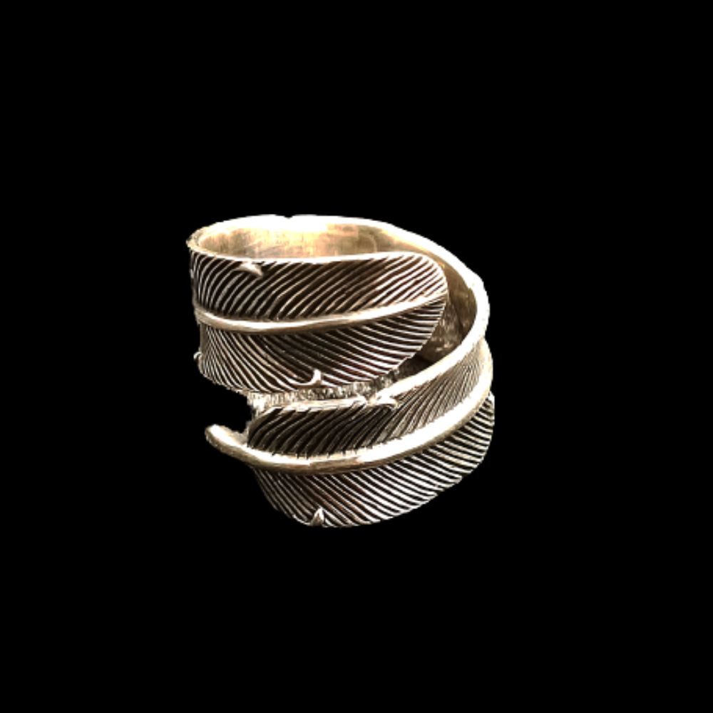 Round Feather 925 sterling silver ring