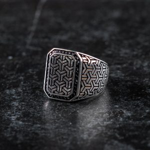 Imperium Sigil 925 sterling silver ring with black zircons