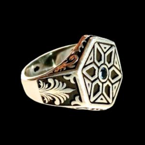 Geo Star of David 925 sterling silver ring with zircon
