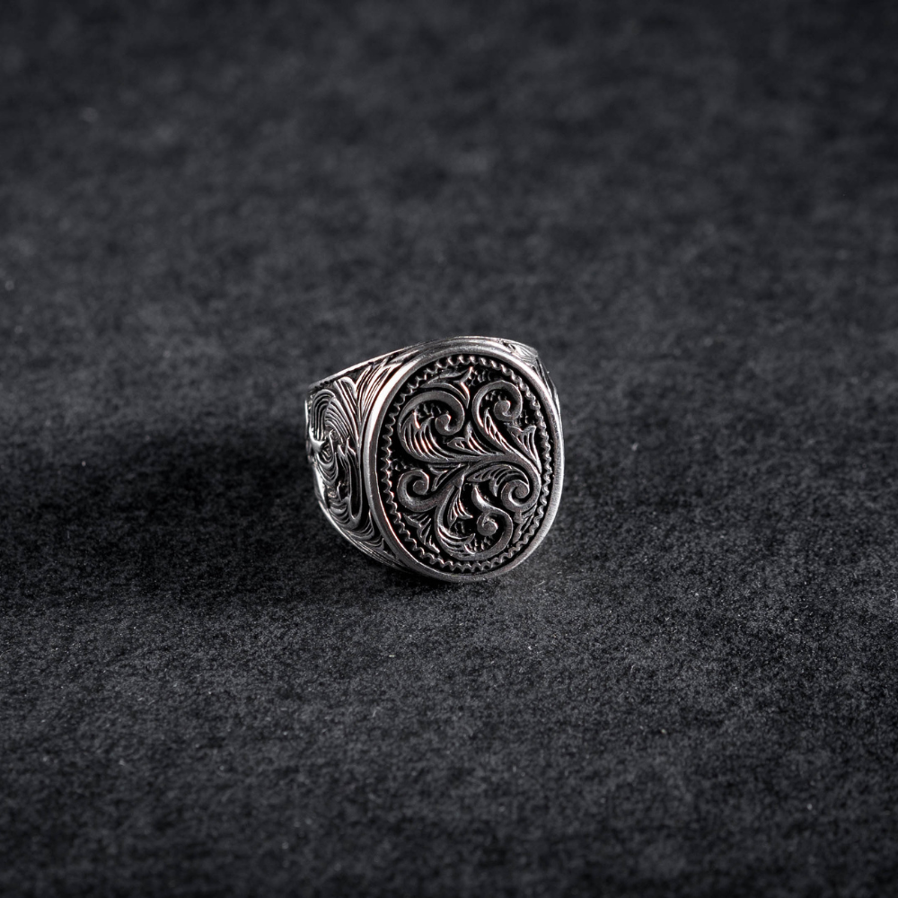 Mystic Whorl - classic gypsy elliptic 925 sterling silver signet ring