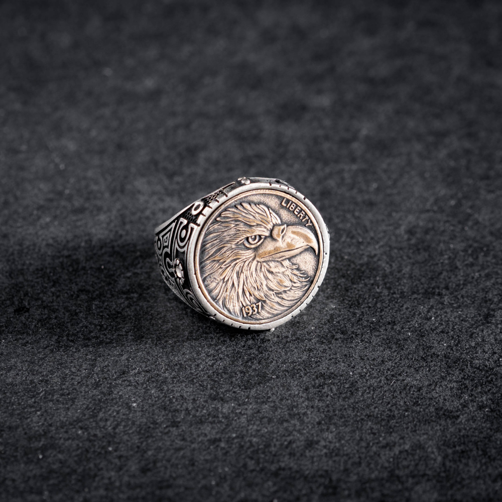 Sky Sovereign - American eagle 925 sterling silver signet ring