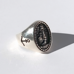 The Merchant - Trade Ship 925 sterling silver oval signet ring