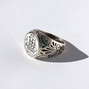 Ocean Odyssey - Sailing Ship 925 sterling silver round signet ring