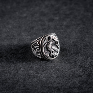 The Watcher - crow 925 sterling silver signet ring